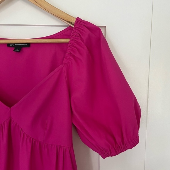 INC International Concepts Puff-Sleeved High Low Pink Dress - Picture 5 of 11